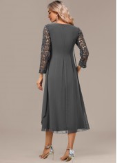 Dark Grey A Line 3/4 Sleeve Round Neck Dress | thumb picture 