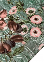 Sage Green Two Piece Floral Print Dress and Cardigan | thumb picture 