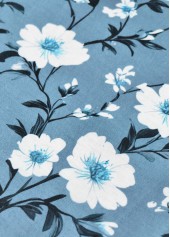 Dusty Blue Fake 2in1 Floral Print A Line Dress | thumb picture 