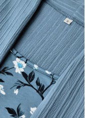 Dusty Blue Fake 2in1 Floral Print A Line Dress | thumb picture 