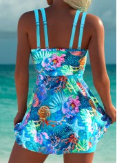 Surplice Mid Waisted Marine Life Print Cyan Tankini Set | thumb picture 
