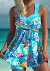 Surplice Mid Waisted Marine Life Print Cyan Tankini Set | thumb picture 