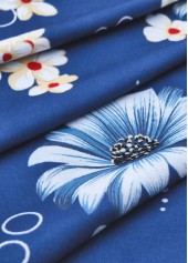 Blue Circular Ring Floral Print Strappy V Neck Dress | thumb picture 