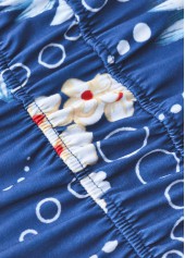 Blue Circular Ring Floral Print Strappy V Neck Dress | thumb picture 