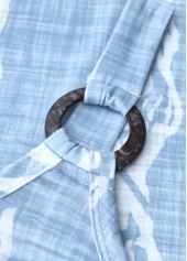 Light Blue Circular Ring Tropical Plants Print Strappy Dress | thumb picture 