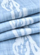 Light Blue Circular Ring Tropical Plants Print Strappy Dress | thumb picture 