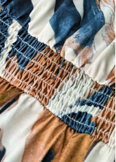 White Button Geometric Print Short Sleeveless V Neck Dress | thumb picture 