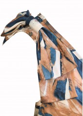 White Button Geometric Print Short Sleeveless V Neck Dress | thumb picture 