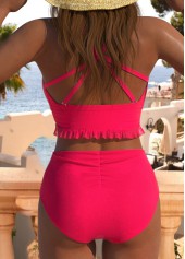 Ruched High Waisted Coral Bikini Set | thumb picture 
