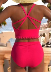 Ruched High Waisted Coral Bikini Set | thumb picture 