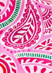 Ruched Mid Waisted Paisley Print Pink Tankini Set | thumb picture 