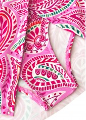 Ruched Mid Waisted Paisley Print Pink Tankini Set | thumb picture 
