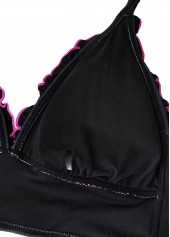 Tie Mid Waisted Floral Print Black Bikini Set | thumb picture 