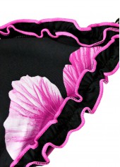 Tie Mid Waisted Floral Print Black Bikini Set | thumb picture 