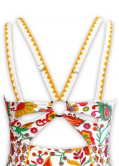 Circular Ring Floral Print Multi Color One Piece Swimwear | thumb picture 