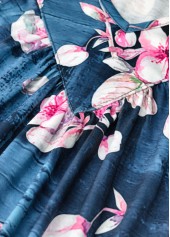 Denim Blue Random Floral Print Sleeveless Tank Top | thumb picture 