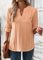 Dusty Pink 3/4 Sleeve Split Neck Blouse | thumb picture 