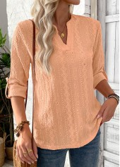 Dusty Pink 3/4 Sleeve Split Neck Blouse | thumb picture 