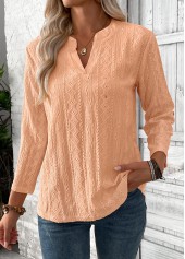 Dusty Pink 3/4 Sleeve Split Neck Blouse | thumb picture 