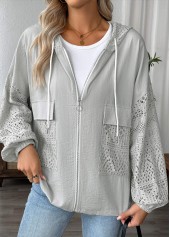 Light Grey Marl Long Sleeve Hoodie | thumb picture 