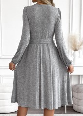 Light Grey Marl Tummy Coverage Belted Long Sleeve Dress | thumb picture 