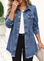 Denim Blue Tummy Coverage Long Sleeve Coat