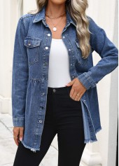 Denim Blue Tummy Coverage Long Sleeve Coat | thumb picture 