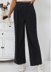 Black Wide Leg Elastic Waist High Waisted Pants | thumb picture 