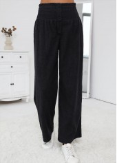 Black Wide Leg Elastic Waist High Waisted Pants | thumb picture 