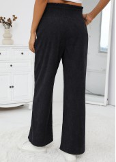 Black Wide Leg Elastic Waist High Waisted Pants | thumb picture 