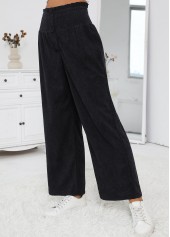Black Wide Leg Elastic Waist High Waisted Pants | thumb picture 