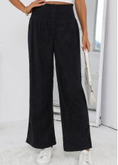 Black Wide Leg Elastic Waist High Waisted Pants | thumb picture 