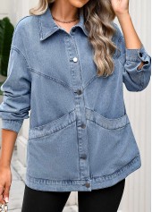 Denim Blue Tummy Coverage Long Sleeve Coat | thumb picture 