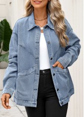 Denim Blue Tummy Coverage Long Sleeve Coat | thumb picture 