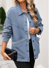 Denim Blue Tummy Coverage Long Sleeve Coat | thumb picture 