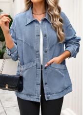 Denim Blue Tummy Coverage Long Sleeve Coat