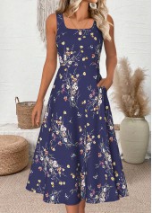Navy Floral Print Half Sleeve Dress and Cardigan | thumb picture 