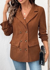 Dark Camel Tummy Coverage Long Sleeve Lapel Coat | thumb picture 