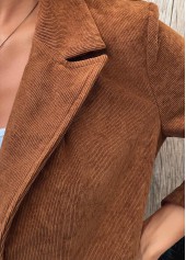 Dark Camel Tummy Coverage Long Sleeve Lapel Coat | thumb picture 