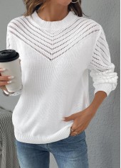 White Long Sleeve Round Neck Sweater | thumb picture 