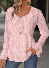 Light Pink Long Sleeve Heart Collar Blouse | thumb picture 