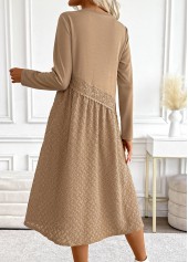 Dark Camel Tummy Coverage Long Sleeve Round Neck Dress | thumb picture 
