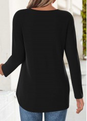 Black 3/4 Sleeve Square Neck T Shirt | thumb picture 