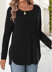 Black 3/4 Sleeve Square Neck T Shirt | thumb picture 