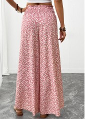 Pink Ditsy Floral Print Wide Leg Elastic Waist Pants | thumb picture 