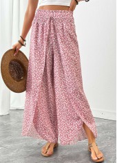 Pink Ditsy Floral Print Wide Leg Elastic Waist Pants | thumb picture 
