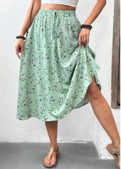 Sage Green Ditsy Floral Print A Line Skirt | thumb picture 