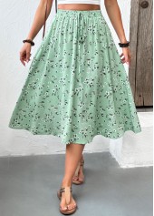 Sage Green Ditsy Floral Print A Line Skirt | thumb picture 