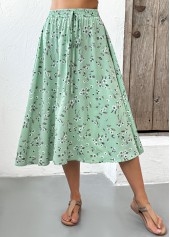 Sage Green Ditsy Floral Print A Line Skirt