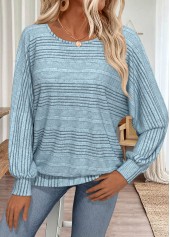 Dusty Blue Long Sleeve Round Neck T Shirt | thumb picture 